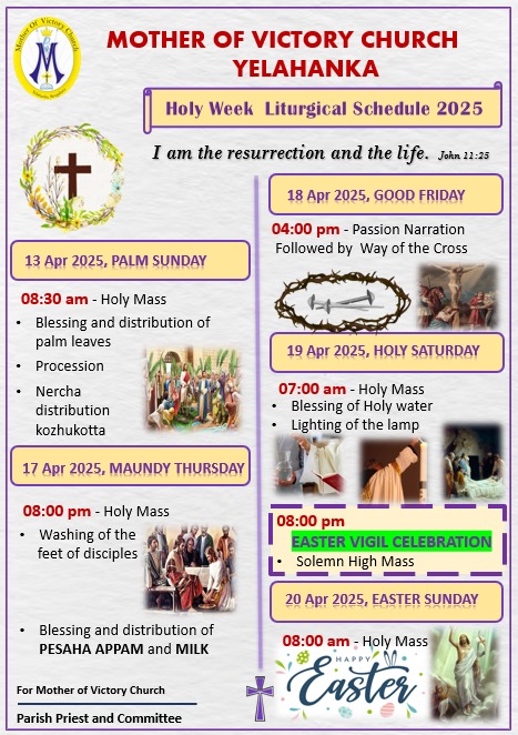Mother of Victory Church - Holy Week Liturgical Schedule 2025